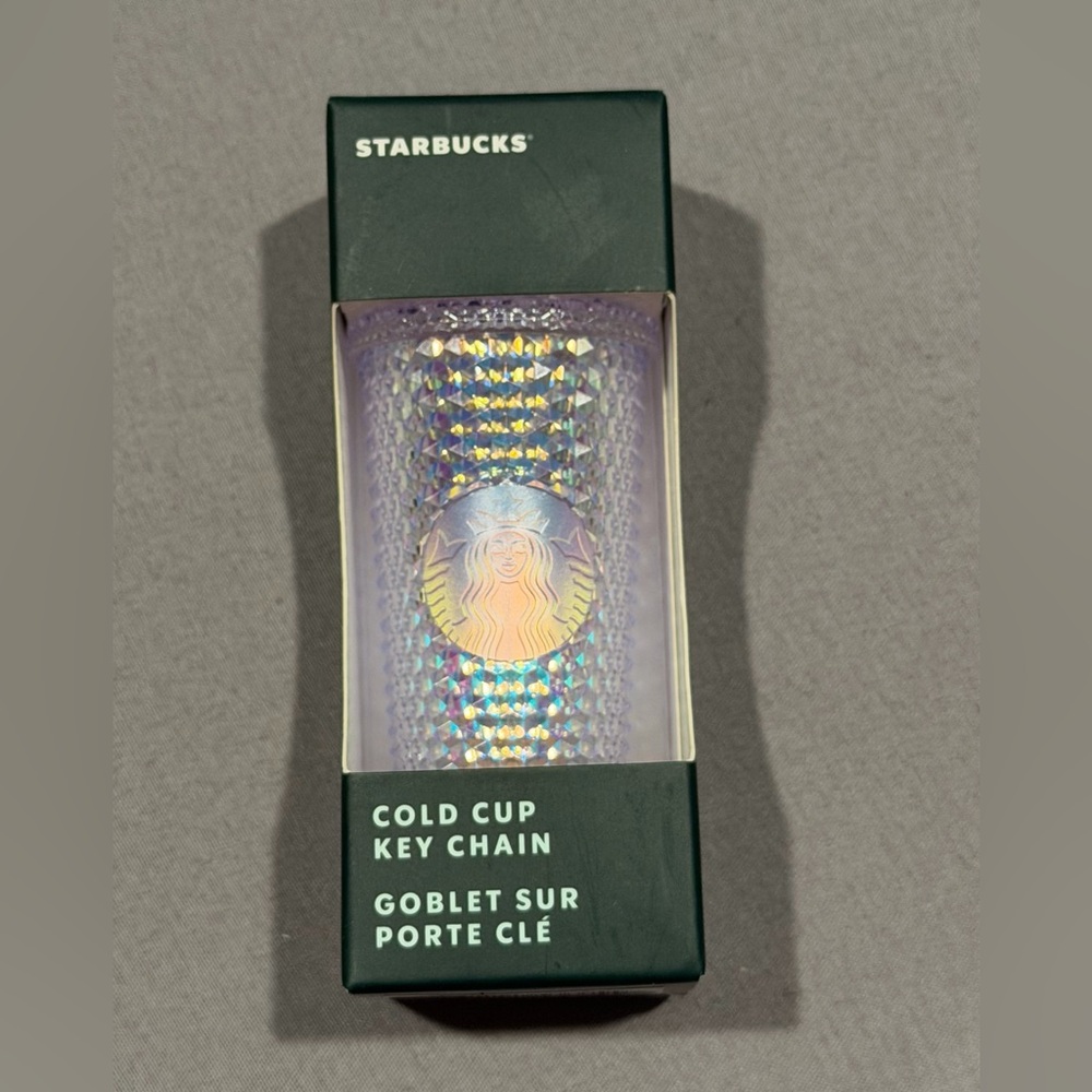 Starbucks Cold Cup Keychain Ornament - 2023 Unicorn Iridescent Studded New!